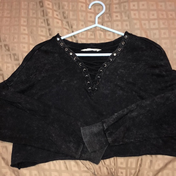 Cropped acid wash long sleeve - Picture 1 of 2